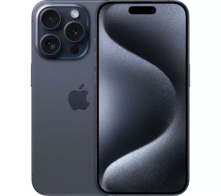 Smartphone with a sleek design and three rear cameras, displayed on a grey background.